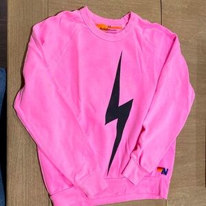 Aviator Nation Bolt Crew Sweatshirt - Neon Pink / Black